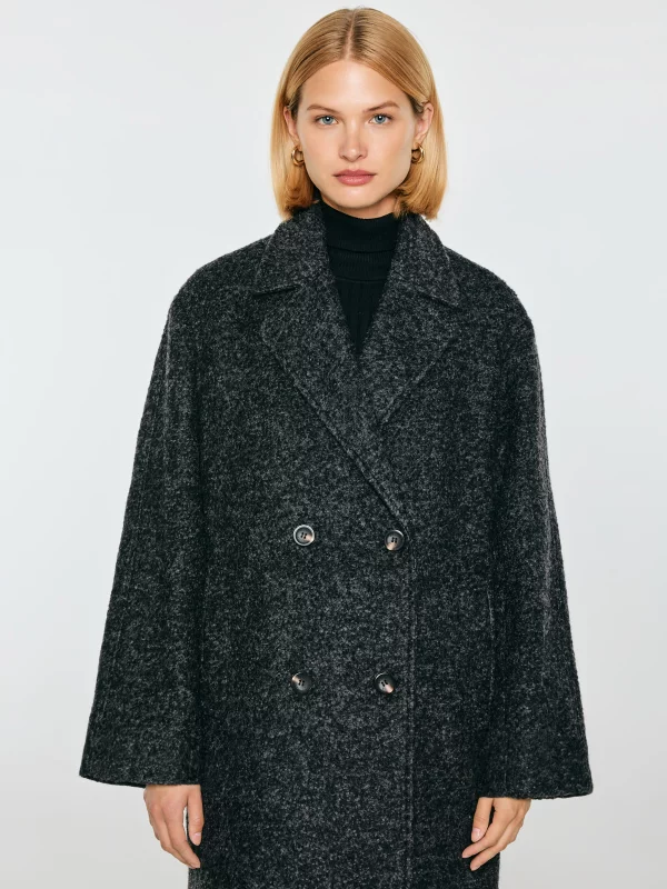 Płaszcz damski oversize z dodatkiem wełny szary Madeline 903