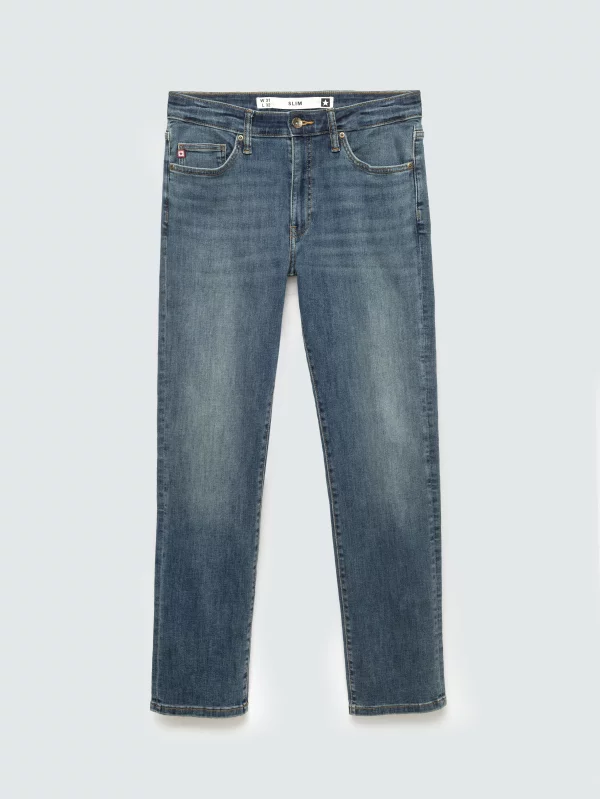 Jeansy męskie dopasowane niebieskie Terry High Waist 465