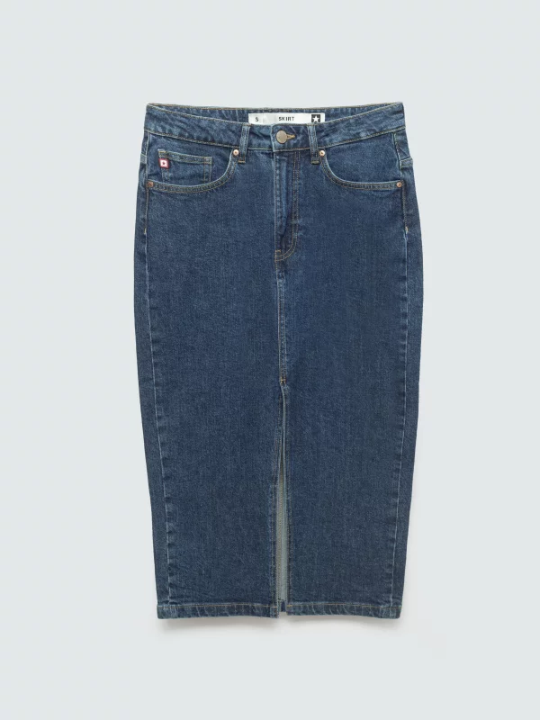 Spódnica damska midi jeansowa granatowa Cara 572