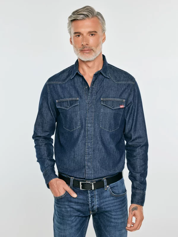 Koszula męska jeansowa granatowa Chuck 761