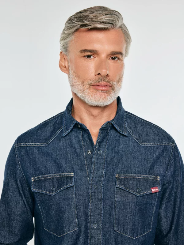Koszula męska jeansowa granatowa Chuck 761