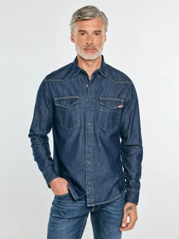 Koszula męska jeansowa granatowa Chuck 761