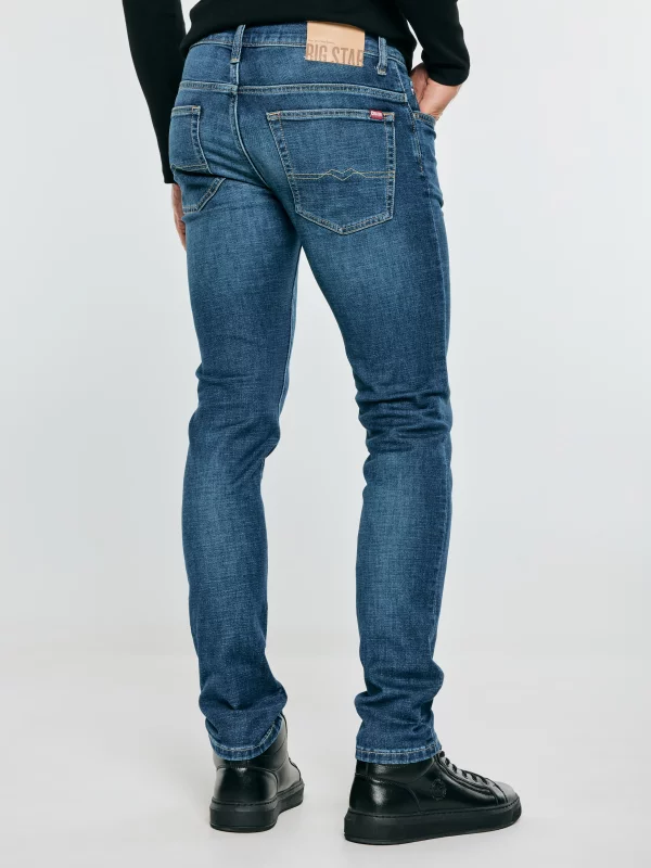 Jeansy męskie skinny z przetarciami niebieskie Jeffray 366