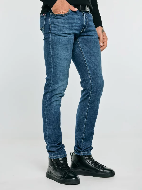 Jeansy męskie skinny z przetarciami niebieskie Jeffray 366