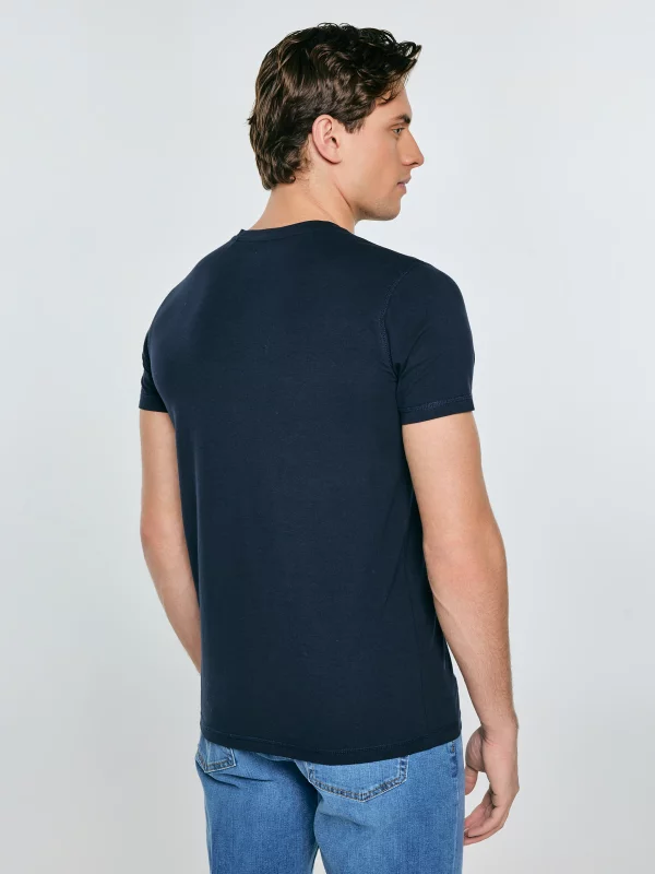 Koszulka męska slim v-neck z bawełny supima granatowa Supiclassicov 403