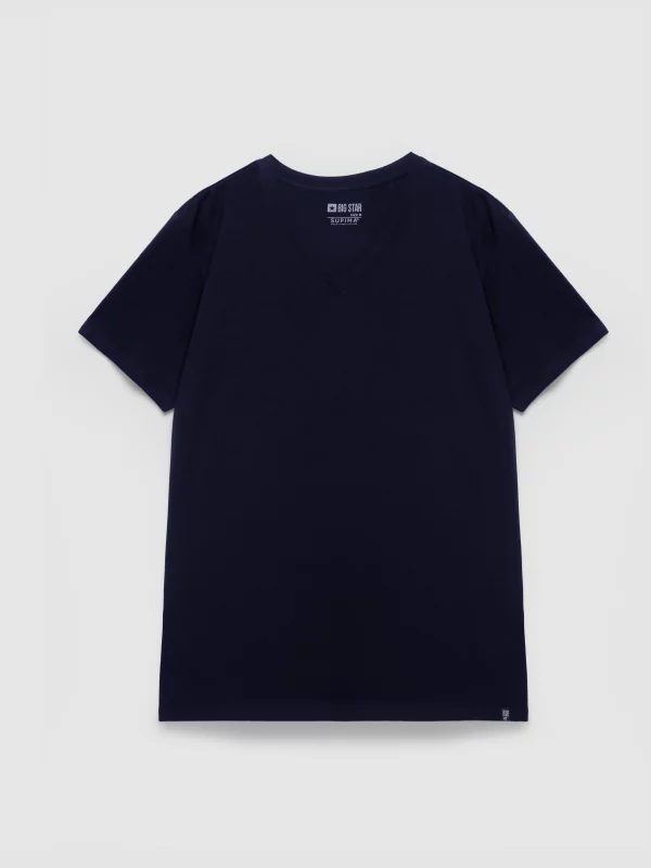 Koszulka męska slim v-neck z bawełny supima granatowa Supiclassicov 403