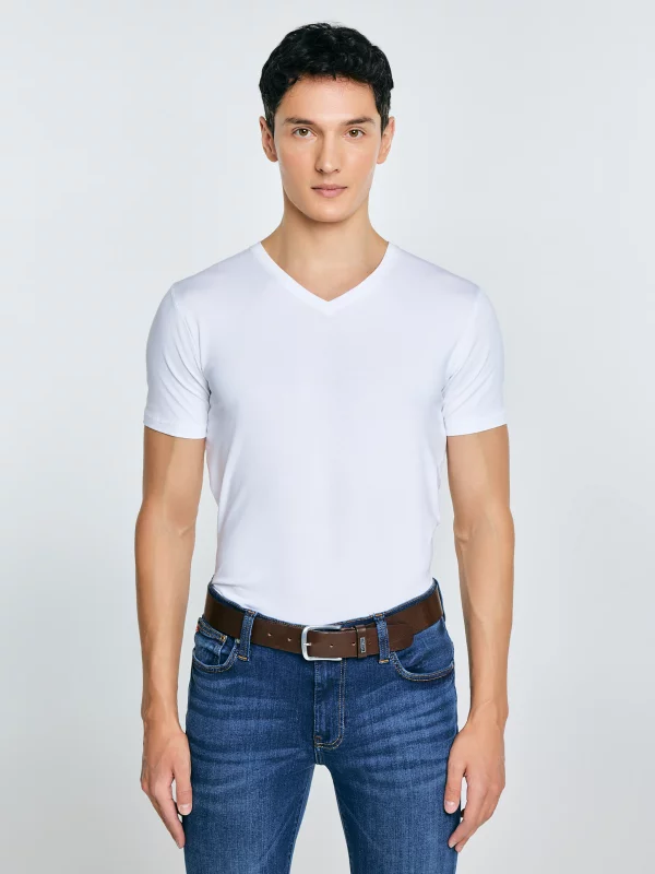 Koszulka męska slim v-neck z bawełny supima biała Supiclassicov 101