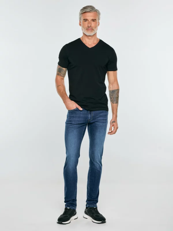Koszulka męska slim v-neck z bawełny supima czarna Supiclassicov 906