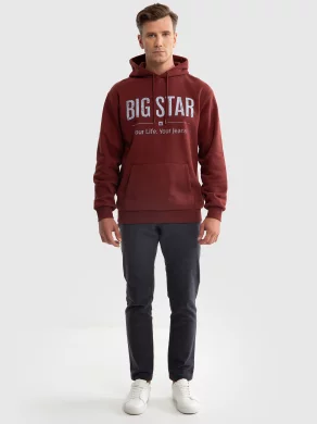 4Q フォーキュー　FOURSTAR Lサイズ Bordowa bluza męska z kapturem z logo BIG STAR kangurka