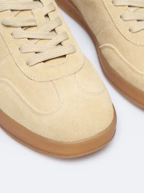 Sneakersy damskie ze skóry naturalnej zamszowej beżowe